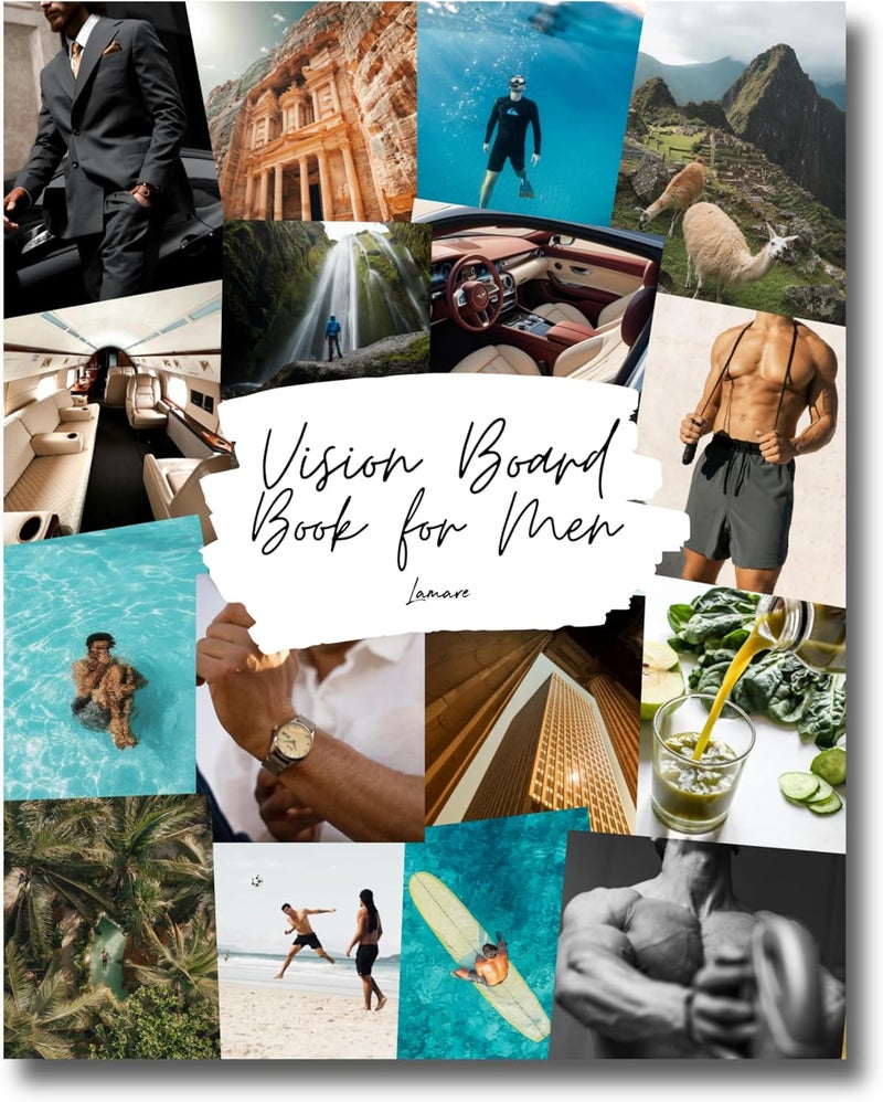 Lamare Vision Board Book for Men - 1000+ Vision Board Images & Quotes, Vision Board Supplies, Vision Board Kit, Collage Book for Manifestation - Image 1